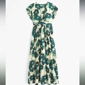 Abercrombie & Fitch XL Tall Floral Green Maxi Dress | EUC